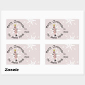 クリスマスくるみ割り手描きピンクの兵士のドードル 長方形シール (シート)