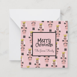 クリスマスくるみ割り手描きピンクの兵士 ノートカード