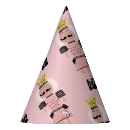 クリスマスくるみ割り手描きピンクの兵士 パーティーハット (左)