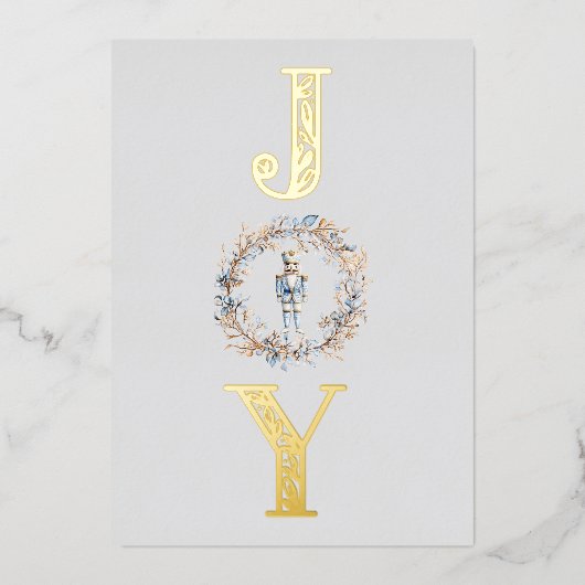 クリスマスくるみ割り水の色の喜び写真 箔シーズンカード (正面)