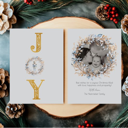 クリスマスくるみ割り水の色の喜び写真 箔シーズンカード