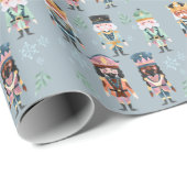 クリスマスくるみ割り玩具兵士ソフトブルー ラッピングペーパー (ロールコーナー)