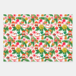 クリスマスくるみ割り玩具兵士ロッキングホース ラッピングペーパーシート