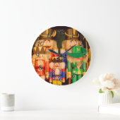 クリスマスくるみ割り車の軍隊 ラージ壁時計 (ホーム)