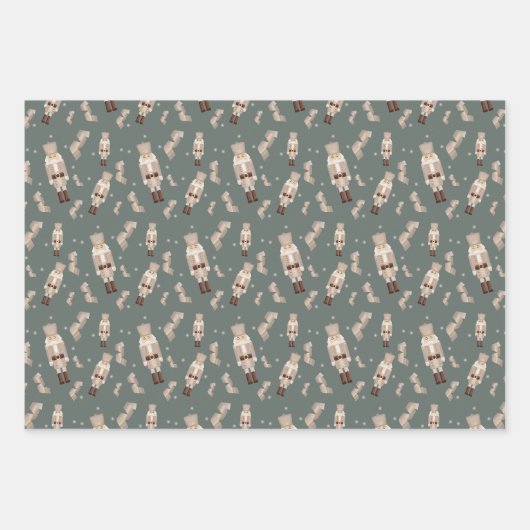 クリスマスくるみ割り金ゴールド包装紙 ラッピングペーパーシート (正面)