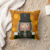 クリスマスくるみ割り顔、緑の四角い枕 クッション (ブランケット)