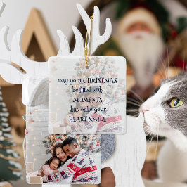 クリスマスことわざフォトオーバーレイネイビーお洒落文字 セラミックオーナメント