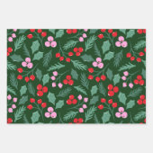 クリスマスさくらんぼのシームレスなパターン ラッピングペーパーシート (正面3)