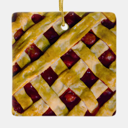 クリスマスさくらんぼを取る |食おもしろい物パン セラミックオーナメント (正面)