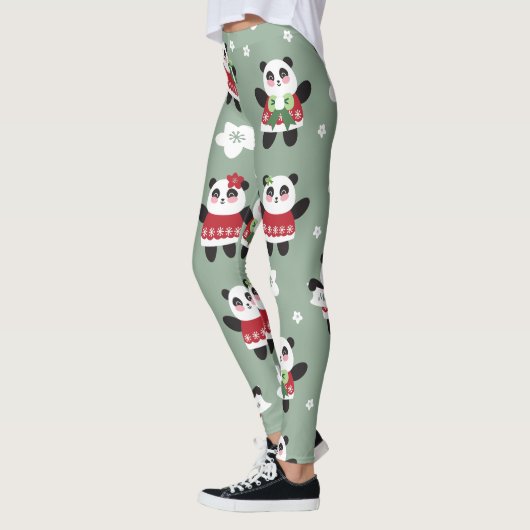 クリスマスさくらんぼブロッサムパンダ レギンス (左)