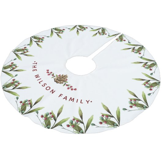 クリスマスさくらんぼホリデーウォーター色 ブラッシュドポリエステルツリースカート (アングル)