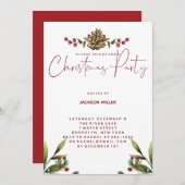 クリスマスさくらんぼホリデーパーティー招待状 招待状 (正面/裏面)