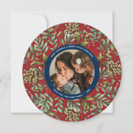 クリスマスさくらんぼホリデーフォトラウンドカード シーズンカード