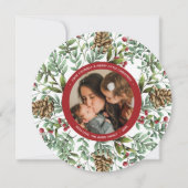 クリスマスさくらんぼホリデーフォトラウンドカード シーズンカード (正面)