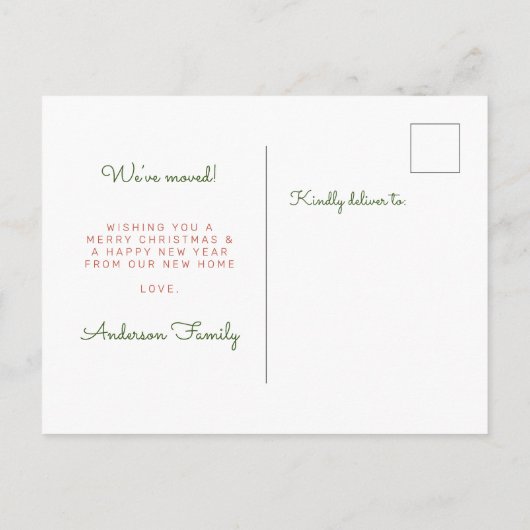 クリスマスさくらんぼリース2枚フォトニューホームムービング 案内ポストカード (裏面)