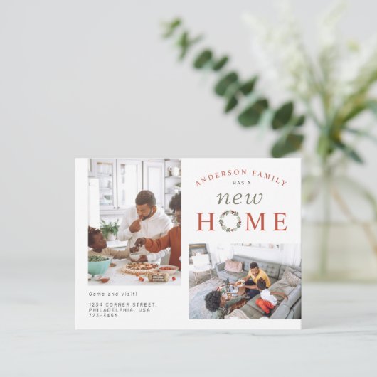 クリスマスさくらんぼリース2枚フォトニューホームムービング 案内ポストカード (スタンド正面)