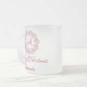 クリスマスさくらんぼ フロストグラスマグカップ (正面左)