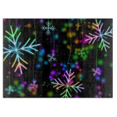 クリスマスさまざまなネオンカラー雪の結晶を落とすS カッティングボード (正面)
