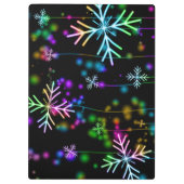 クリスマスさまざまなネオンカラー雪の結晶を落とすS クリップボード (裏面)