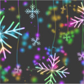 クリスマスさまざまなネオンカラー雪の結晶を落とすS シール (正面)