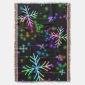 クリスマスさまざまなネオンカラー雪の結晶を落とすS スローブランケット (正面縦)