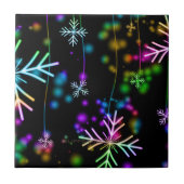 クリスマスさまざまなネオンカラー雪の結晶を落とすS タイル (正面)