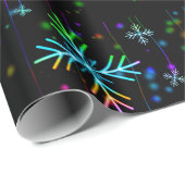 クリスマスさまざまなネオンカラー雪の結晶を落とすS ラッピングペーパー (ロールコーナー)