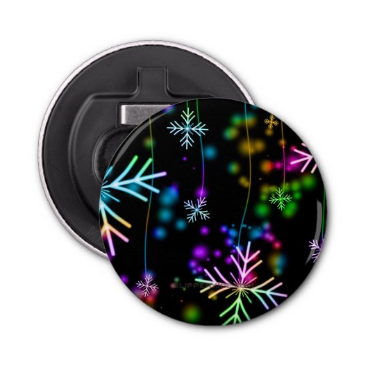 クリスマスさまざまなネオンカラー雪の結晶を落とすS 栓抜き (正面)