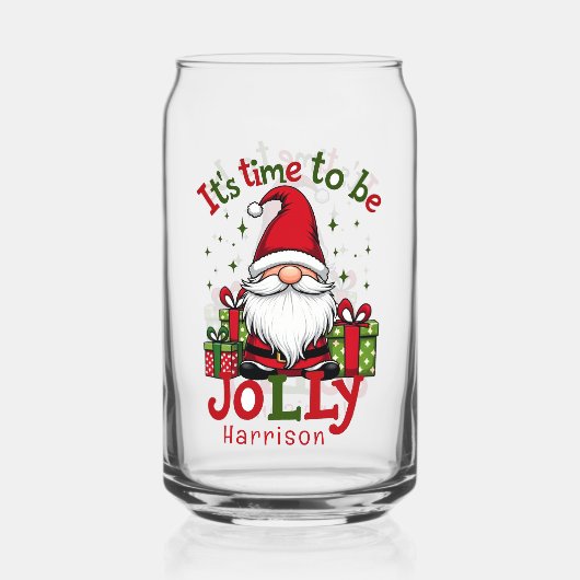 クリスマスすてきかわいいサパーソナライズされたンタ ガラス缶 (正面)