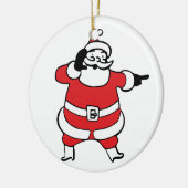 クリスマスすてきにトナカイを呼ぶサンタクロース セラミックオーナメント (左)