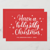 クリスマスすてきを祝う。赤い可愛いタイポグラフィ シーズンカード (正面/裏面)