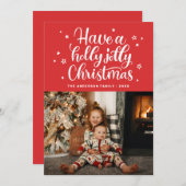 クリスマスすてきを祝う。赤い可愛い脚本 シーズンカード (正面/裏面)