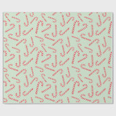 クリスマスすてきキャンディーケーンライトグリーンシームレス ラッピングペーパー (フラット)