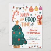 クリスマスすてきグッドタイム1回目の誕生日 招待状 (正面)