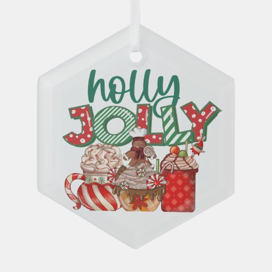 クリスマスすてきコーヒーオーナメント、祝日 ガラスオーナメント (正面)