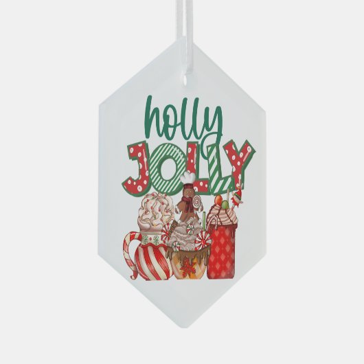 クリスマスすてきコーヒーオーナメント、祝日 ガラスオーナメント (正面右)