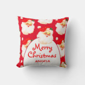 クリスマスすてきサンタクロース赤いあいさつメリー文 クッション (正面)