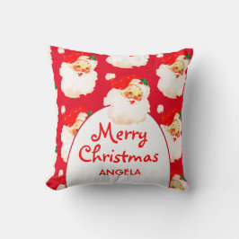 クリスマスすてきサンタクロース赤いあいさつメリー文 クッション