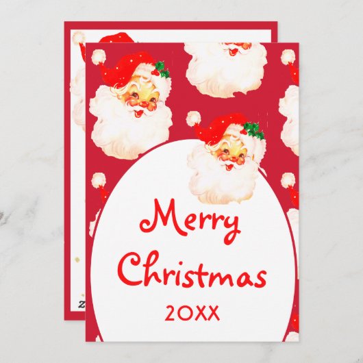 クリスマスすてきサンタクロース赤いあいさつメリー文 シーズンカード (正面/裏面)