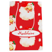 クリスマスすてきサンタメリーおもしろい ミディアムペーパーバッグ (正面)