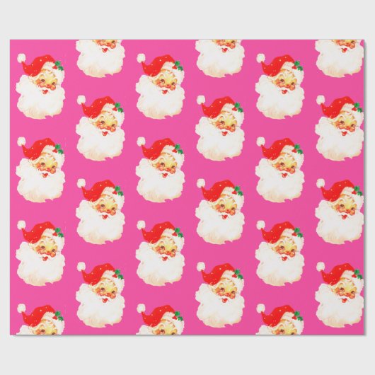 クリスマスすてきサンタメリーピンクおもしろい ラッピングペーパー (フラット)