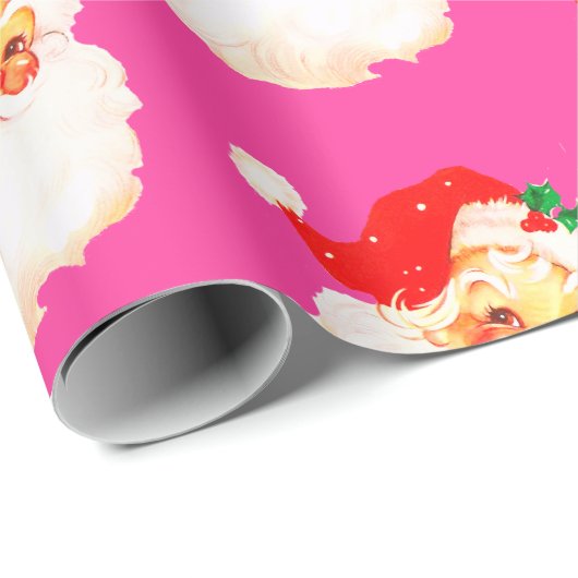 クリスマスすてきサンタメリーピンクおもしろい ラッピングペーパー (ロールコーナー)