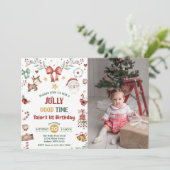 クリスマスすてきサンタGood Time 1st誕生日の写真 招待状 (スタンド正面)