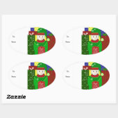 クリスマスすてき小妖精や小人 楕円形シール (シート)