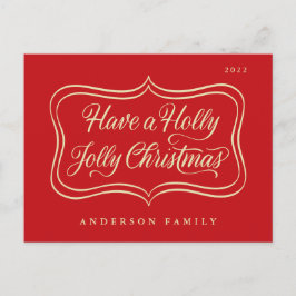 クリスマスすてき金ゴールドの枠クラシックがある シーズンポストカード