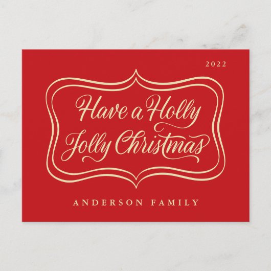 クリスマスすてき金ゴールドの枠クラシックがある シーズンポストカード (正面)