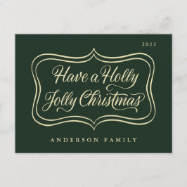 クリスマスすてき金ゴールドの枠クラシックがある シーズンポストカード