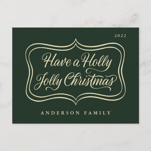 クリスマスすてき金ゴールドの枠クラシックがある シーズンポストカード (正面)
