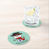 クリスマスすてき雪だるまコースター ラウンドペーパーコースター (インサイチュ)