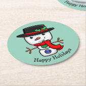 クリスマスすてき雪だるまコースター ラウンドペーパーコースター (アングル)